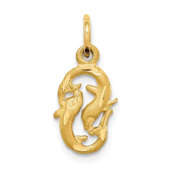 14K Gold Pisces Zodiac Charm Jewelry FindingKing 20mm x 8mm {1}