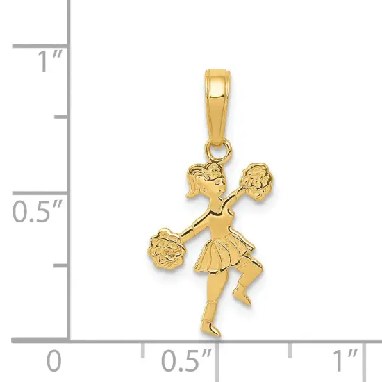 14K Gold Cheerleader & Pom Pom Charm Cheerleading Sports 20 X 10mm Jewerly {4}