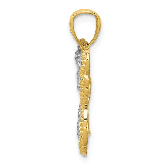 14K Tri-Color Gold Diamond Cut Butterfly Pendant Charm Jewelry 16 x 26 mm {2}