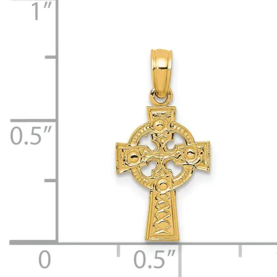 14K Gold Celtic Cross Eternity Circle Pendant Charm Jewelry 19 x 10mm {3}