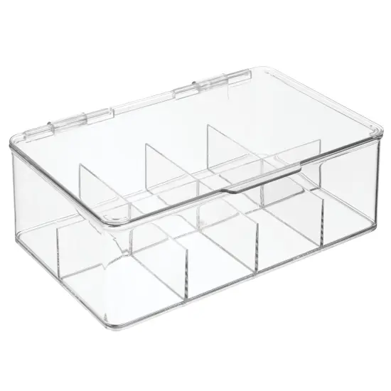 mDesign Plastic Divided First Aid Storage Box Kit, Hinge Lid for Bathroom, Clear {4}