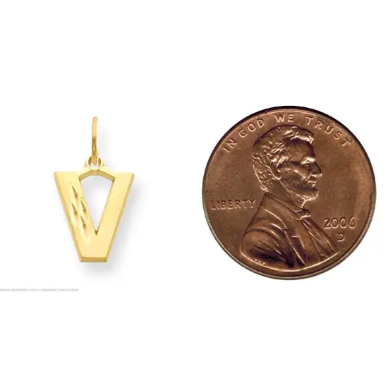 14K Gold Initial V Charm Jewelry FindingKing 20mm x 10mm {2}