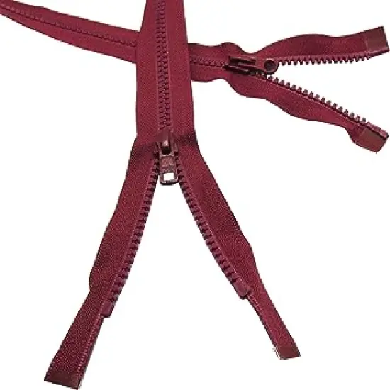 #5 Molded Vislon Burgundy YKK Jacket 2-Way Separating Zipper - Choose Your Length - Color: Burgundy #527 - Made in The United States (1 Zipper Per Pack) (14" Inches) {1}