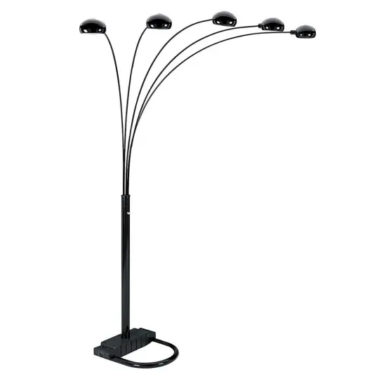 84" Tall Metal Floor Lamp with Black finish and 5 Adjustable Arch Arms {1}