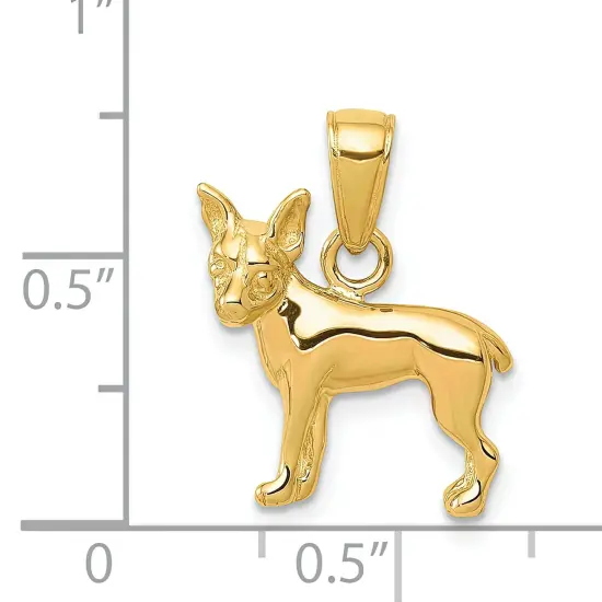 14K Yellow Gold Chihuahua Dog Charm Pendant Jewelry 18mm x 16mm {4}
