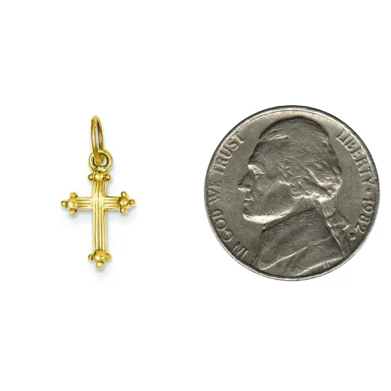 14K Yellow Gold Cross Pendant Charm Religious Jewerly 22mm x 11mm {2}