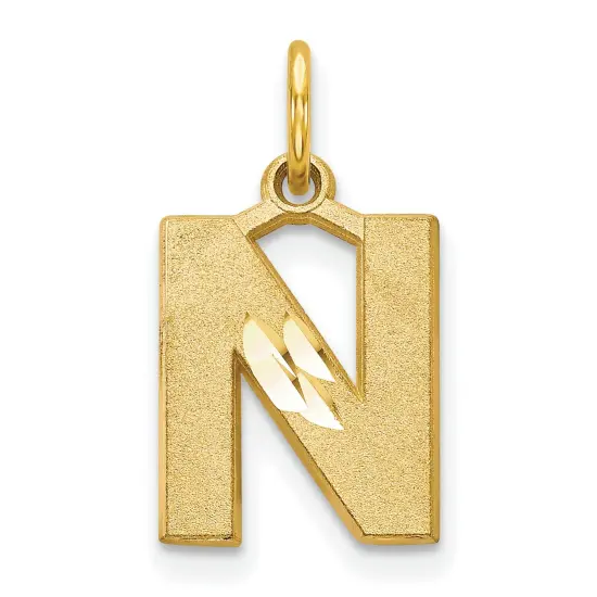 14K Gold Initial N Charm Jewelry FindingKing 20mm x 10mm {1}