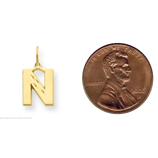 14K Gold Initial N Charm Jewelry FindingKing 20mm x 10mm {2}