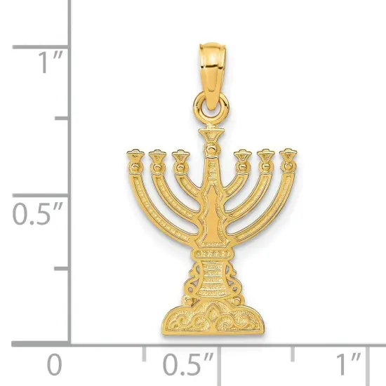 14K Gold Menorah Pendant Charm Jewelry 26 x 15 mm {2}