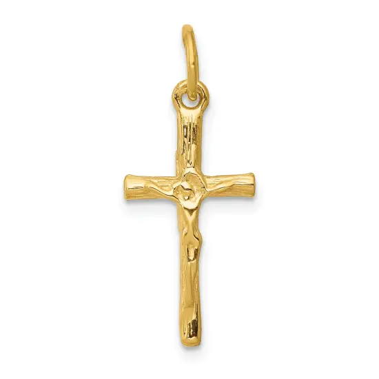 14K Yellow Gold Crucifix Charm Pendant Jewelry 25mm x 11mm {1}