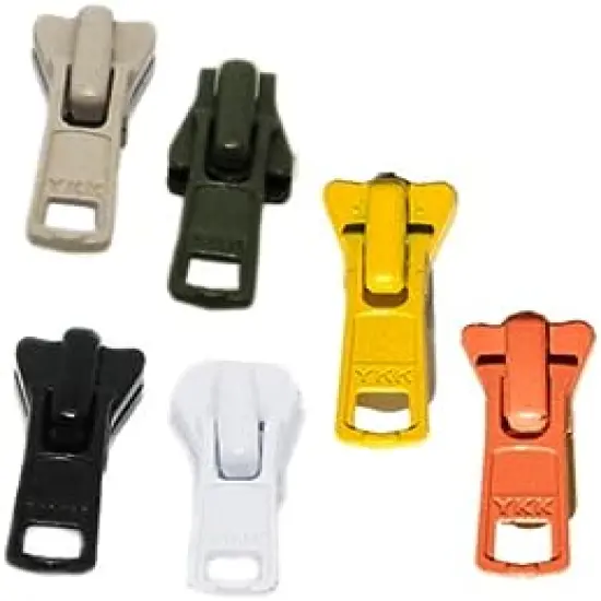YKK Sale Zipper Repair Kit Vislon ~ YKK#5 Molded Slider ~ Assortment Colors - Beige, Black, Olive Green,Orange, White, Yellow (6 Sliders/Pack) {1}