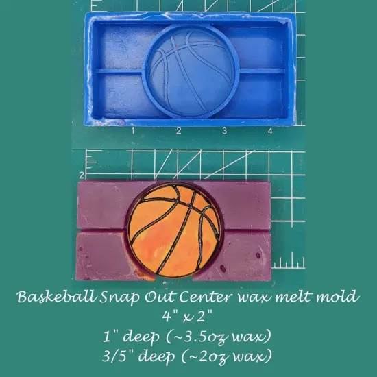 Basketball Snap Out Center Wax Melt Snap Bar Silicone Mold {1}