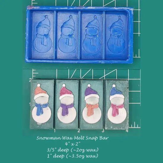 Snowman Wax Melt Snap Bar Silicone Mold {1}