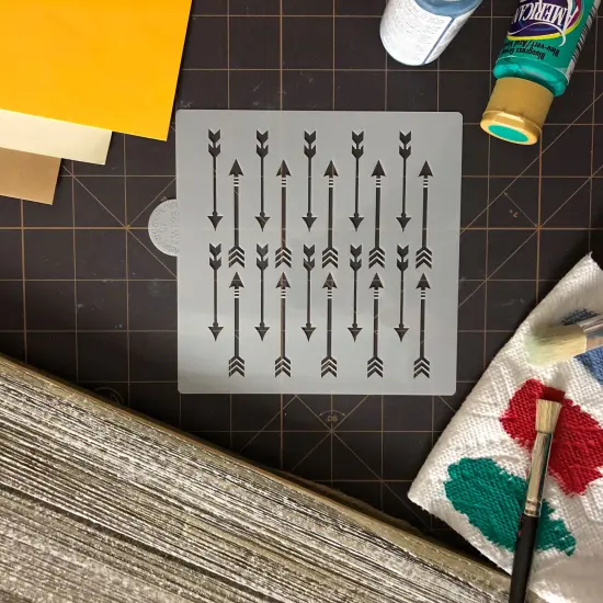 Arrow All Over Pattern Cookie & Craft Stencil | CM123 by Designer Stencils | Cookie Decorating Tools | Baking Stencils for Royal Icing, Airbrush, Dusting Powder | Craft Stencils for Canvas, Paper, Wood | Reusable Food Grade Stencil {2}
