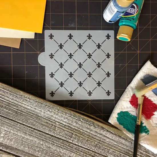 Mini Fleur de Lis Allover Pattern Cookie & Craft Stencil | CM006 by Designer Stencils | Cookie Decorating Tools | Baking Stencils for Royal Icing, Airbrush, Dusting Powder | Craft Stencils for Canvas, Paper, Wood | Reusable Food Grade Stencil {4}