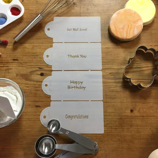 Celebration Sayings Cookie Stencils: Happy Birthday, Congratulations, Get Well Soon, Thank You | C248 by Designer Stencils | {2}