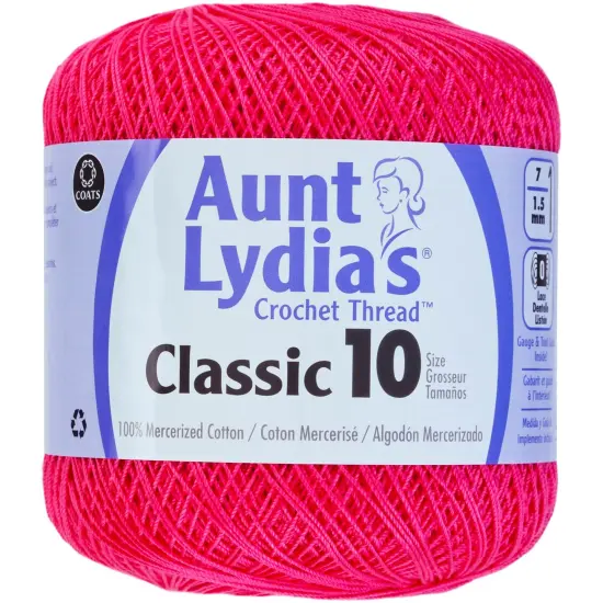 Multipack of 6 - Aunt Lydia's Classic Crochet Thread Size 10-Hot Pink {2}