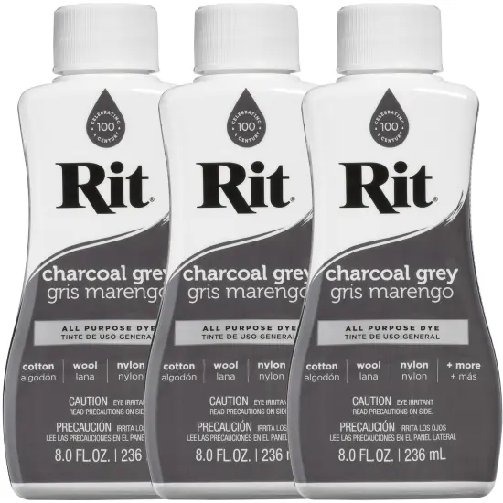 Multipack of 3 - Rit Dye Liquid 8oz-Charcoal Grey {1}