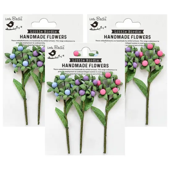 Pack of 3 - Little Birdie Berry Branch 3/Pkg-Birds And Berries {1}