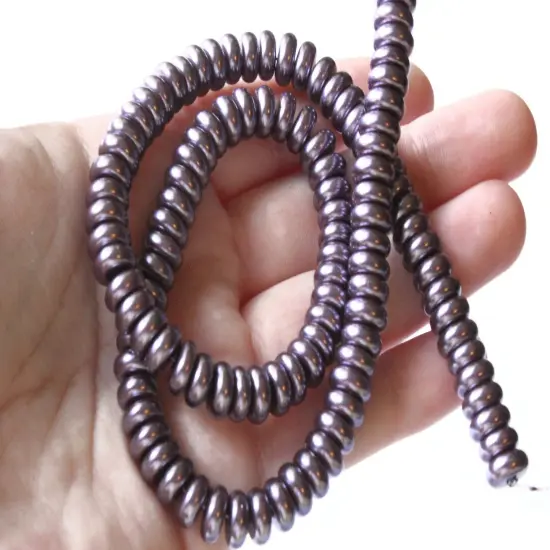 100 8mm Gray Glass Pearl Beads Faux Pearl Disc Beads {5}