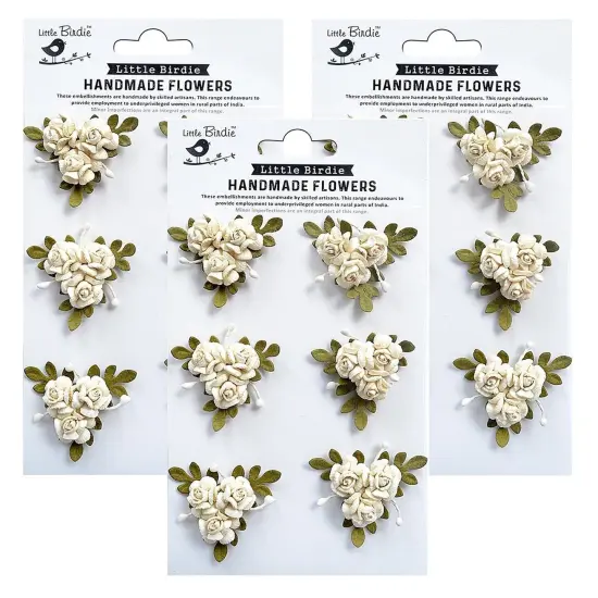Pack of 3 - Little Birdie Francisca Paper Flowers 6/Pkg-Shabby Chic {1}