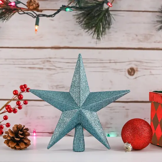 Ornativity Glitter Star Tree Topper - Christmas Tiffany Blue Decorative Holiday Bethlehem Star Ornament {4}