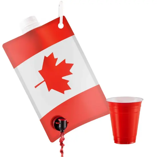 Canadian Flag Adult Party Flask: 2 liter Flasks Make the Perfect Drink Dispenser for Your Canada Day Party Supplies, Summer Beach or Pool Party,Hockey, Soccer,or Baseball Parties,Funny Gifts, and More {1}