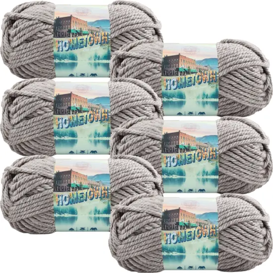 (6 Pack) Lion Brand Yarn Hometown Yarn, Dallas Grey {1}