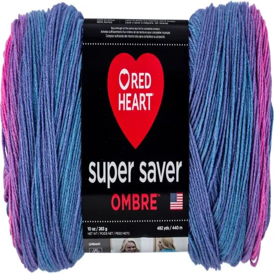 Red Heart Super Saver Jumbo Sweet Treat Ombre Yarn - 2 Pack of 283g/10oz - Acrylic - 4 Medium (Worsted) - 482 Yards - Knitting/Crochet {2}