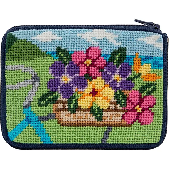 Stitch and Zip Springtime Ride Needlepoint Coin Purse Kit Multicolor {1}