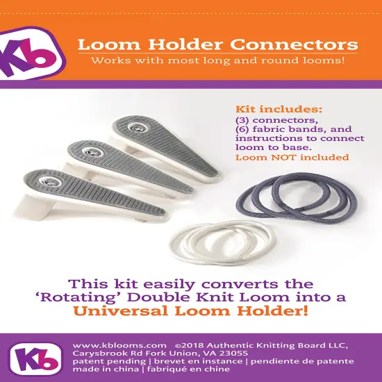 Authentic Knitting Board Loom Holder Connectors-3 Connectors & 6 Fabric Bands {4}