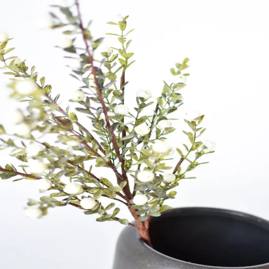 21&rdquo; White Berry Boxwood Greenery Stem {4}