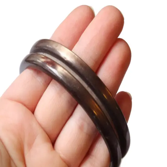 Vintage Brown Plastic Bangle Bracelet {5}