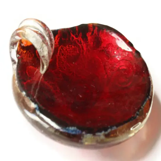 52mm Red Foil Glass Pendant Round Pendant {4}