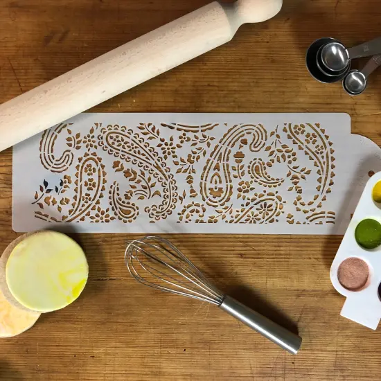 Paisley Cake Stencil Side | C465 by Designer Stencils | Cake Decorating Tools | {5}