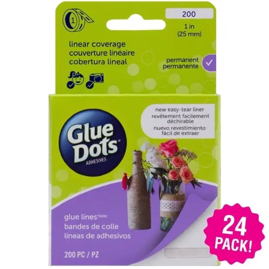 Multipack of 24 - Glue Dots Glue Lines Roll-Clear-1" 200pcs {1}