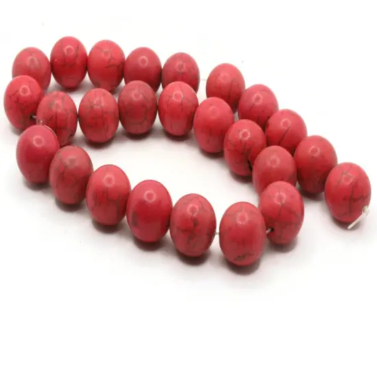 24 17mm Round Dyed Pink Howlite Stone Beads {3}