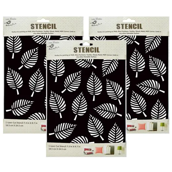 Pack of 3 - Little Birdie Reusable Stencil 7.3"X9.7"-Leaf Melody {1}