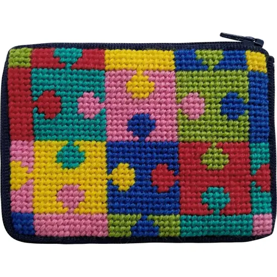 Stitch and Zip Kids Coin Case Needlepoint Kit Puzzle Pieces SZ8105 Multicolor {1}