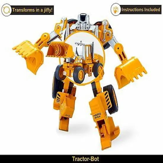 5 Pack TransTruck Transforms to Tractor and Robot Action Figures Combine into 1 Giant Robot – Holiday, Birthday Gift Tractors Robots Toys for Kids {3}