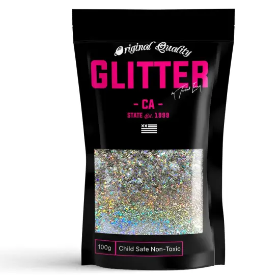 1mm DIAMOND Silver Holographic Premium Glitter Multi Purpose Dust Powder 50g / 1.75oz for use with Arts & Crafts Wine Glass Decoration Weddings Cards Flowers Cosmetic Face Body (Packaging May Vary) {1}