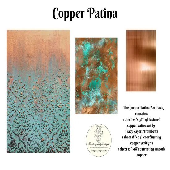 Copper Patina3 Art Paper Images for Decoupage and Crafting Art Pack {1}