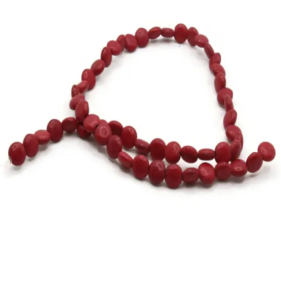 52 8mm Dyed Red Howlite Stone Coin Beads {4}