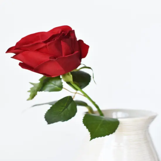 22" Faux Red Velvet Rose Stem {5}