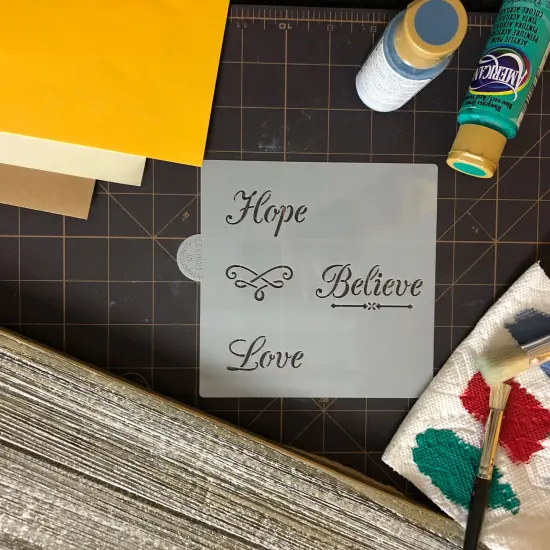 Hope, Believe, Love Cookie & Craft Stencil | CM032 by Designer Stencils | Cookie Decorating Tools | Baking Stencils for Royal Icing, Airbrush, Dusting Powder | Craft Stencils for Canvas, Paper, Wood | Reusable Food Grade Stencil {3}