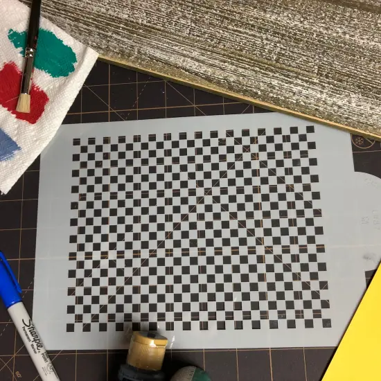 Mini Check Cake Stencil | C487 by Designer Stencils | Cake Decorating Tools | Baking Stencils for Royal Icing, Airbrush, Dusting Powder | Reusable Plastic Food Grade Stencil for Cakes | Easy to Use & Clean Cake Stencil {4}