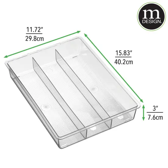 mDesign Plastic 3-Section In-Drawer Kitchen Utensil Organizer Tray {4}