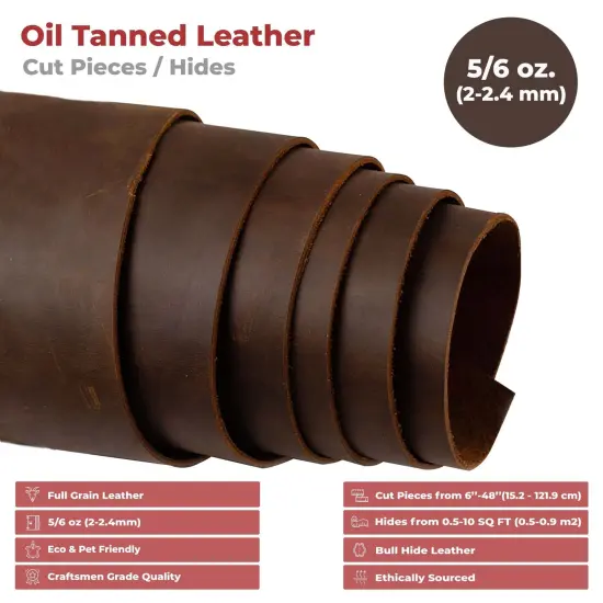 ELW Tooling Leather 5-6 oz (2-2.4mm) Pre-Cut Sizes - Sable Brown Cowhide Full Grain Leathercraft for Holsters, Knife Sheaths, Coasters, Emboss, Stamp, Earrings {4}