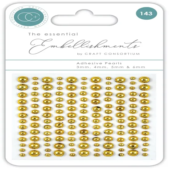 Craft Consortium Essential Adhesive Pearls 143/Pkg-Gold {1}