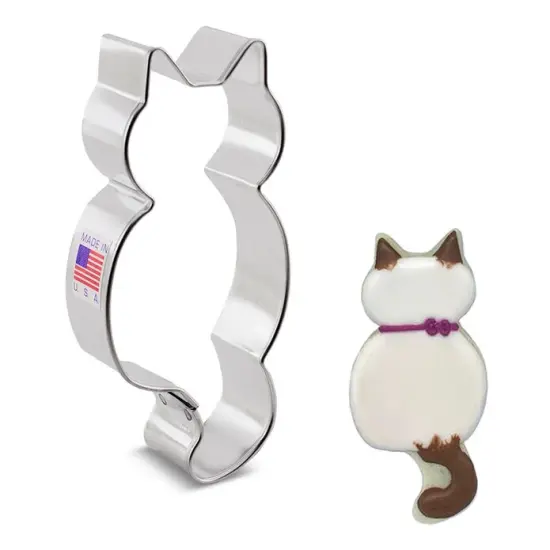 Ann Clark Cute Kitty Cat Cookie Cutter 4" x 2 1/8" Long tail back view profile {1}